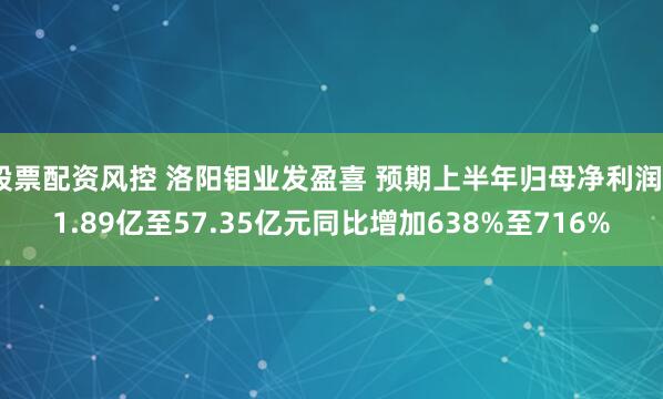股票配资风控 洛阳钼业发盈喜 预期上半年归母净利润51.89亿至57.35亿元同比增加638%至716%