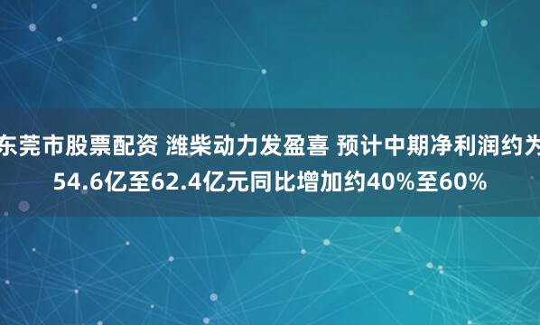 东莞市股票配资 潍柴动力发盈喜 预计中期净利润约为54.6亿至62.4亿元同比增加约40%至60%