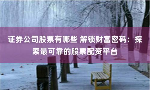 证券公司股票有哪些 解锁财富密码：探索最可靠的股票配资平台